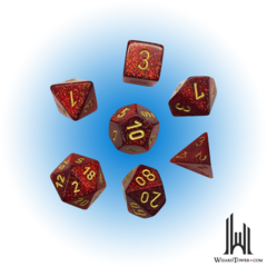 Glitter Mini-Polyhedral 7-Die Set Ruby/Gold